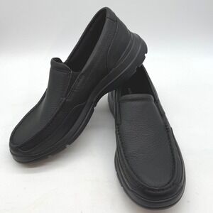 Rockport Mens Black Tumbled Leather Slip On Loafers H79443 Wide 7.5W truTECH